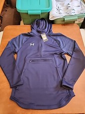 Under Armour Mens SMALL L/S Blue Qualifier Fleece Anorak Jacket NWT. GB28