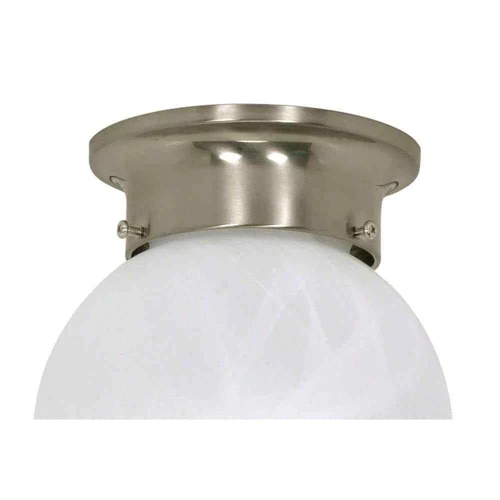 SATCO Nuvo 1-Light Brushed Nickel Flush Mount with Alabaster Glass 60/257 - Picture 6 of 6