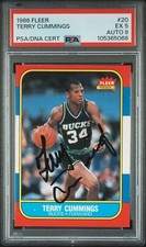 1986 FLEER TERRY CUMMINGS AUTOGRAPHED (PSA CARD 5 AUTO 9)