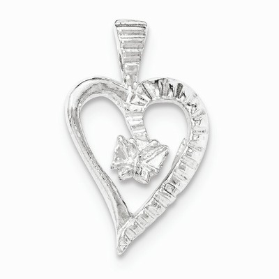 925 Sterling Silver Polished /& Textured Cut-Out Heart Butterfly Charm Pendant