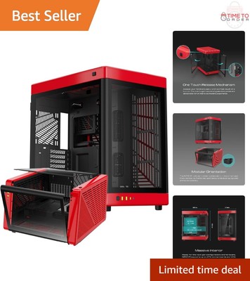 RGB Tempered Glass Gaming PC Case Full Tower Dual Orientation Support Up to 4...