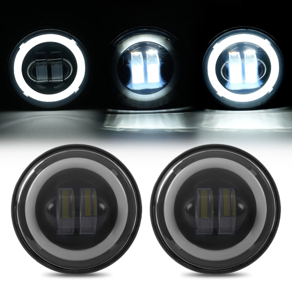 2PC 4.5" LED Spot Passing Fog Lights For Harley Road King 94-up Street Glide 14+ - Image 4 of 4
