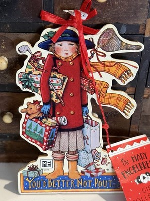 Mary Engelbreit Christmas Wooden Ornament 6'' Vintage Taiwan W/tag