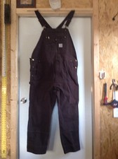 Carhartt Men's Duck Bib Overalls Brown 102776DKB 46x30