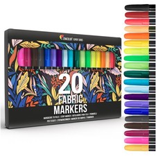 Zenacolor 20 Fabric Markers Pens Set - Indelible and Permanent Fabric Paint F...