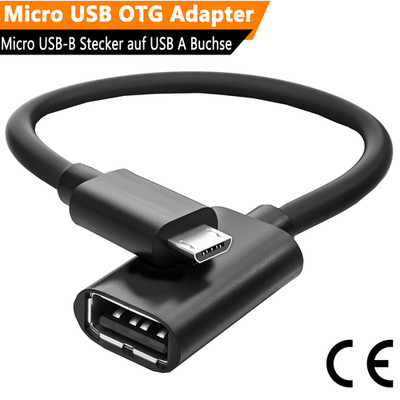 USB OTG Adapter Kabel Micro USB Typ B Stecker auf USB A Buchse 10cm Schwarz