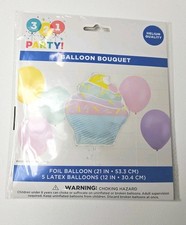 Balloon Bouquet W/ Foil Cupcake Helium Ice Cream 21 In. Balloon 5 - 12" Latex