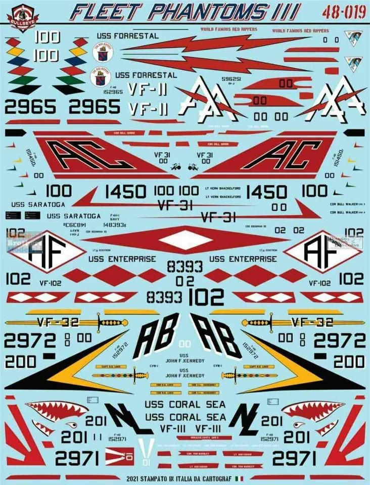 Bullseye Model Aviation 1/48 Decals F-4B Phantom II Fleet Phantoms III - 48019 - Image 2 of 3