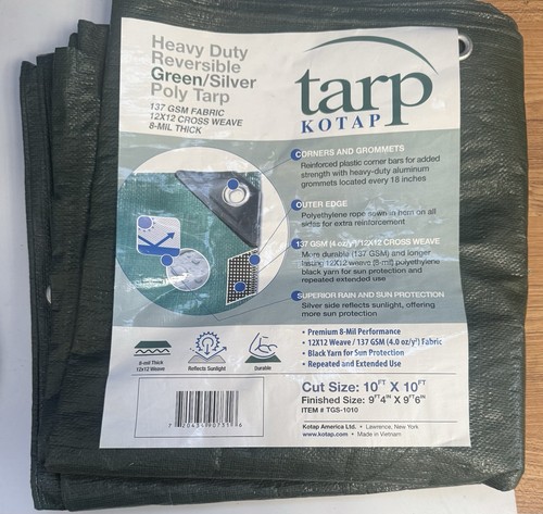 Kotap 10x10 tarp all purpose multi-use/coverage 5 mil poly tarp