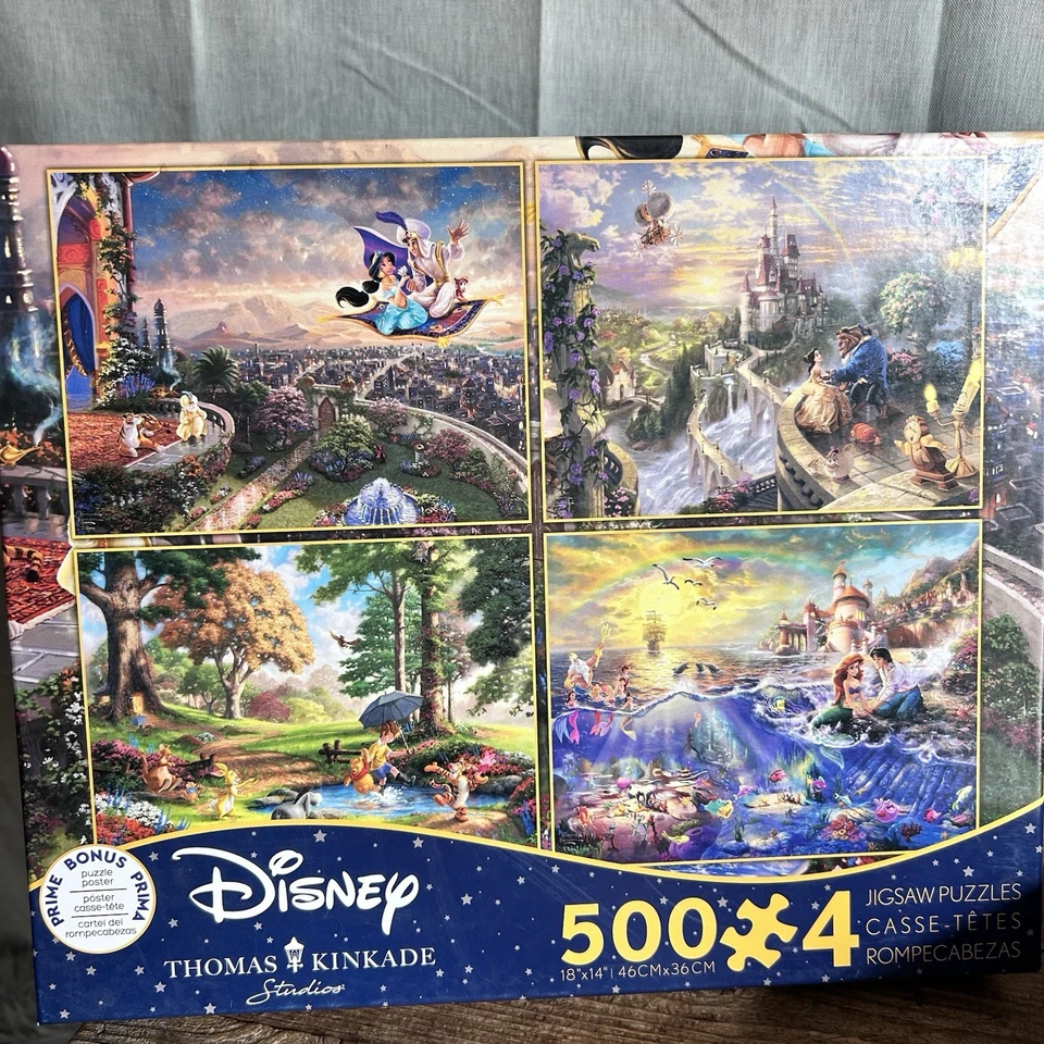 Thomas Kinkade 4-в-1 Disney 500 шт. пазлы лот из 4! Б/у в отличном состоянии - Изображение 2 из 4