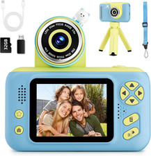 Camera for Kids, Portable Travel Camera for Childrens Age 3-8, Blue  Flip up Le