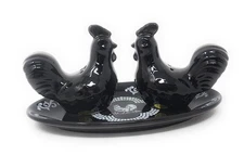 Temp-tations Salt & Pepper Shakers w/ Under Plate,DOODLE BLACK T49864