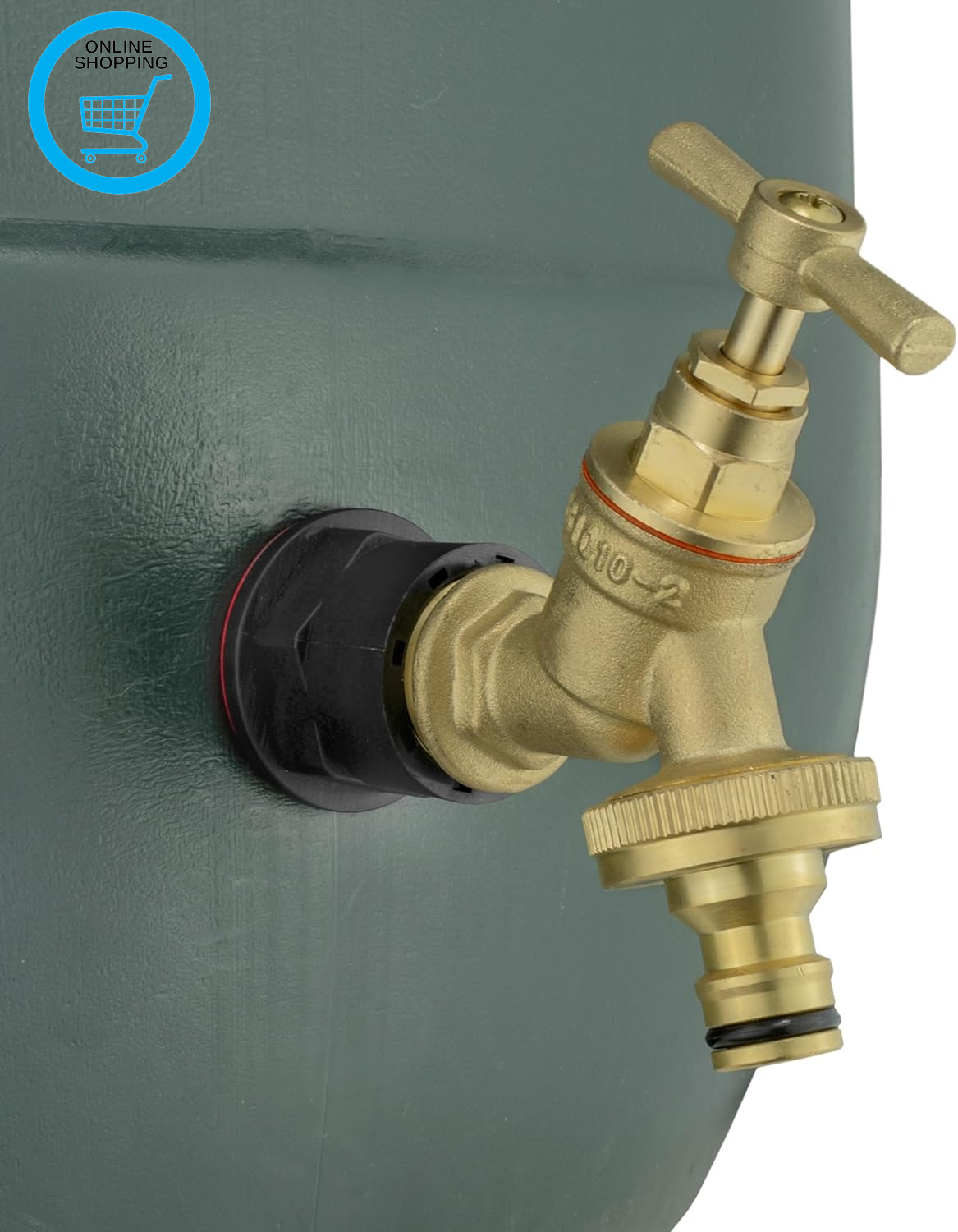 Waterbutt/Rain Barrel/Storage Tank Connector/Adaptor+Solid Brass Bib Tap with Cl
