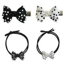 Dot Hair Bows Side Hair Clip Elegant Elastic Hairband Girl Bowtie Hair Barrettes