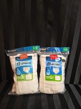 2pc Lot Large Fits 14-16 Boys Tagless Briefs Hanes White 6ct Each 100 Cotton