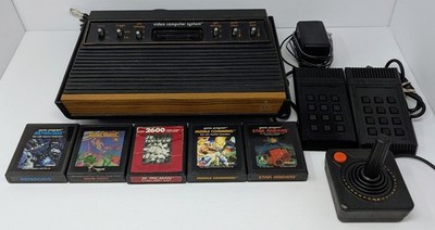Atari 2600 Light Sixer Console Bundle w/ 5 Games - Jr. Pac-Man & More - Tested!