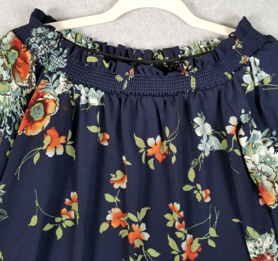 Top SIMPLICITY para mujer grande L multicolor floral manga larga fuera del hombro Foto 2 de 4