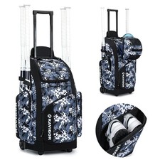Rolling Baseball Bag with Wheels, 60L Capacity Softball Bag Holds 4 Bats for ...