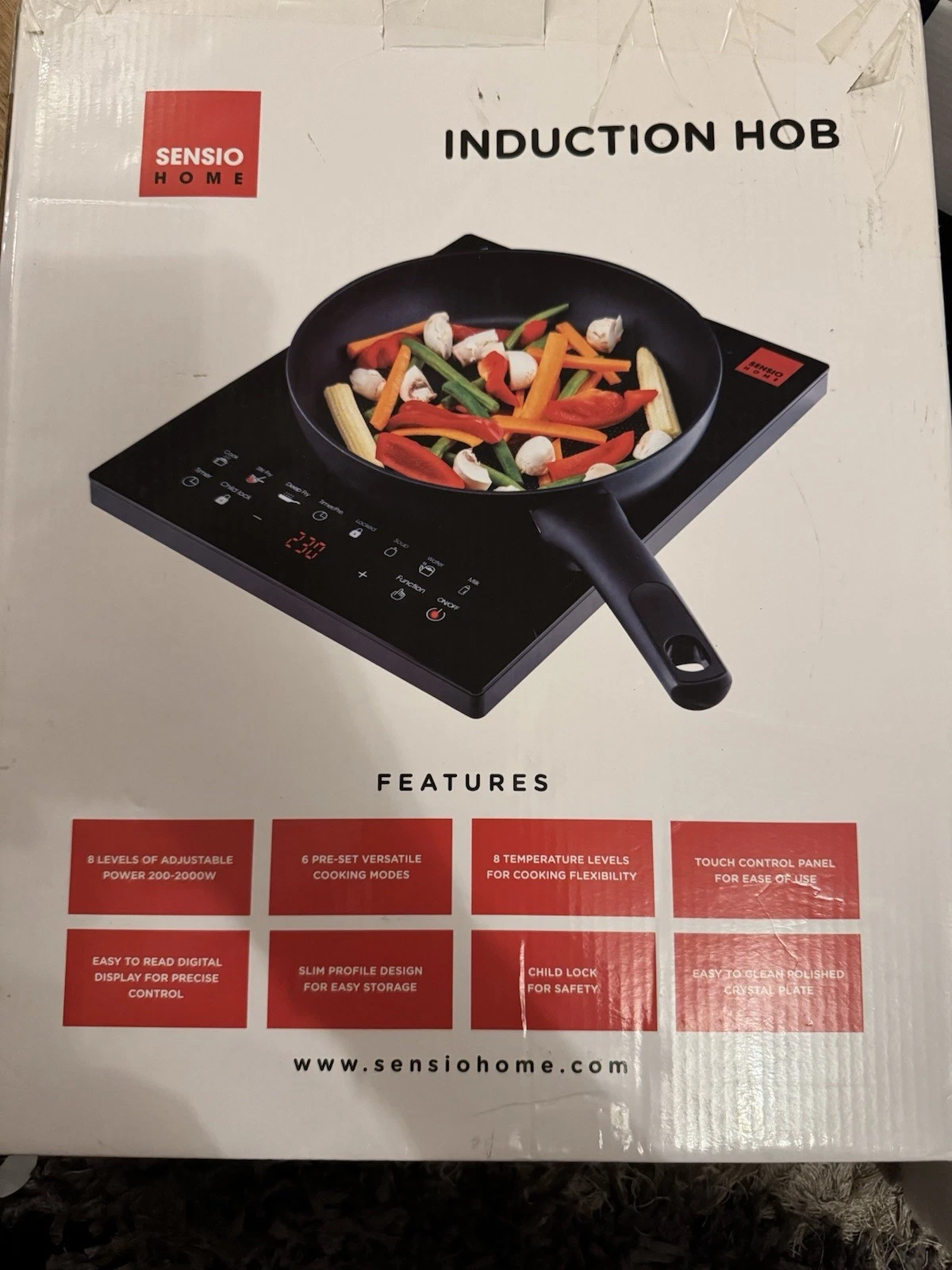 SENSIO HOME ELECTRIC DIGITAL INDUCTION HOB 8 ADJUSTABLE TEMPERATURE & POWER SETT
