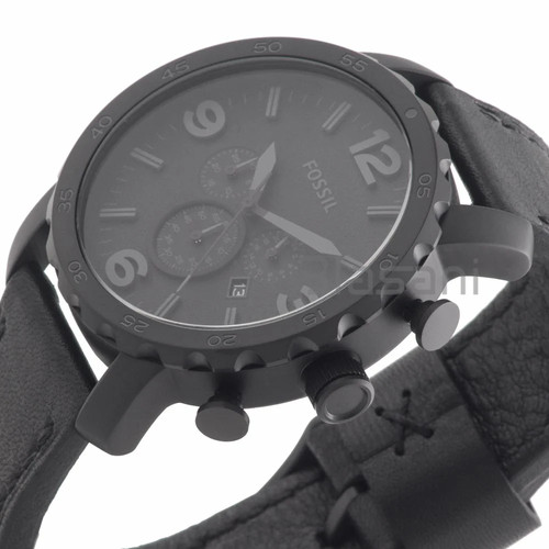 Reloj cronógrafo Fossil JR1354 para hombre Nate acero inoxidable cuarzo cuero negro - Imagen 3 de 5