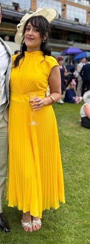 Coast Sleeveless Pleated High Neck Midi Dress Yellow, Size 12, Ascot/Wedding - Picture 2 of 2