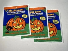 3 Vintage 1992 Halloween Giant Leaf Bags Sun Hill Stuff A Pumpkin Black Cat USA