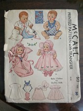 Vintage 1930's McCall Pattern 513 Doll Wardrobe Size 20" HTF RARE