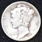 1942 VERY GOOD Mercury Dime, 90% SILVER!