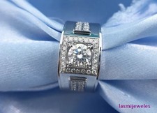 2.50 Ct Round Cut Lab-Created Diamond Men's Ring 14K White Gold Finish Silver