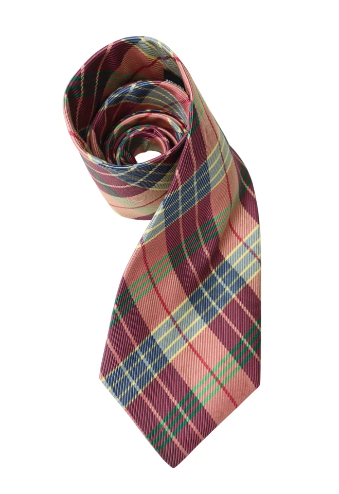 Gravata Basile masculina tamanho único xadrez renda roxa seda pura - Imagem 2 de 4