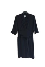New Suzi Chin for maggy boutique 3/4 sleeve Dark Blue wrap dress Plus Sz 16 W