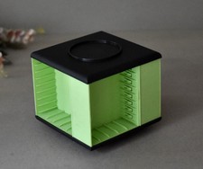 Vintage Audio Cassette Tape Holder Rotating Green Cassette Storage Stand Display