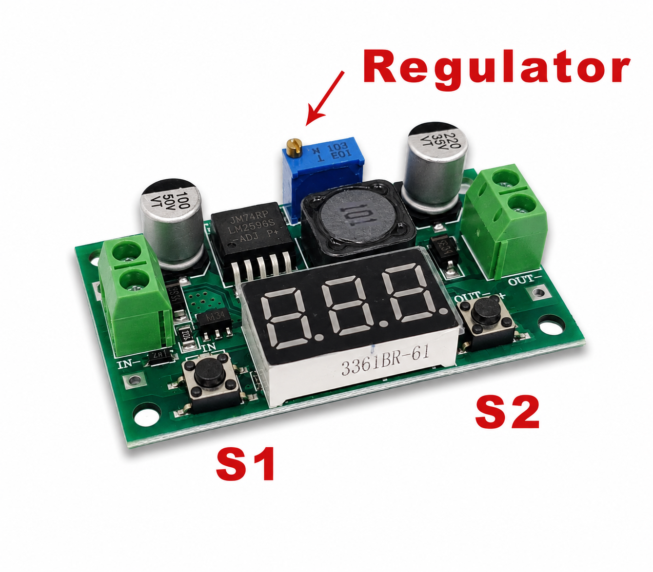 LM2596 Voltage regulator step-down buck converter module 4-40V in 1-35V out