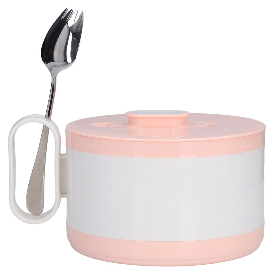 304 Stainless Steel Noodle Bowl With Lid Lunch Box Electromagnetic Pink ...