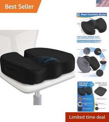 Large Semicircular Seat Cushion in Black - Memory Foam Comfort for Long Sitting