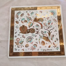 MCM Vintage Georges Briard Birds Of Paradise 8.5" x 8.5" paint on metal