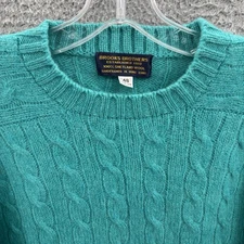 VTG Brooks Brothers Sweater Mens 48 XL Teal Blue Green Shetland Wool Cable Knit