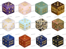 16mm Crystal Rock Six Sided Dice Gold Pips Square Corner Polyhedral Games Dice