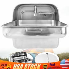 Folding Sink RV Caravan Boat Hand Wash Basin Basin with Faucet Stainless Steel