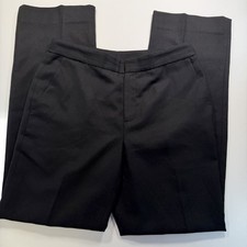 LAUREN Ralph Lauren Women  s Black Wool Flat Front Pant 8 Classic Minimalist