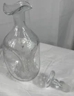 Vintage 1960s MCM Blenko  Pinched Crackle Glass Decanter with Stopper