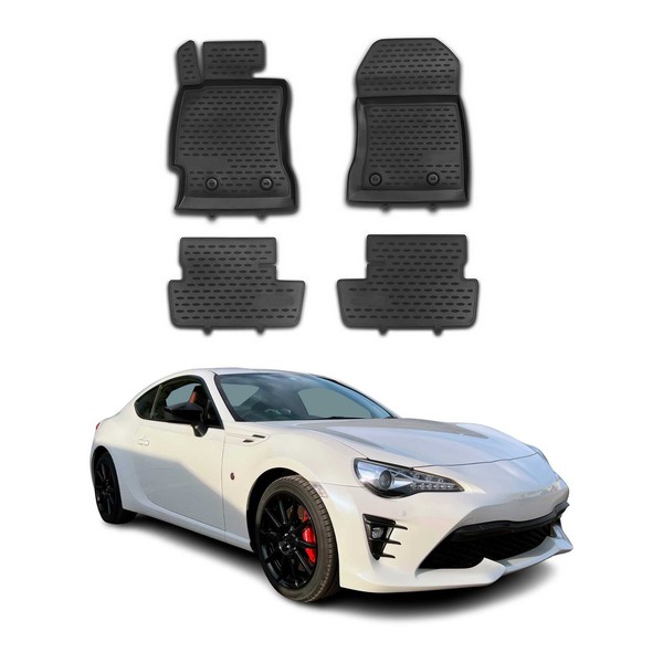 Omac Gummimatten FußMatten FüR Toyota GT 86 2012-2021 TPE Automatten Schwarz 4X-image