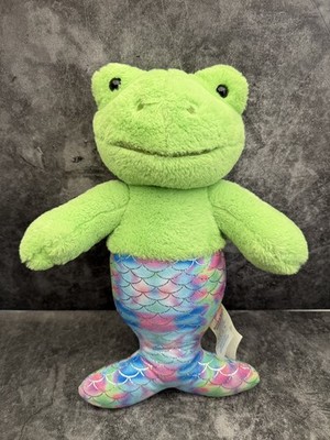 Build A Bear Mer-frog Green Frog Mermaid Plush Soft Toy Iridescent Tail 