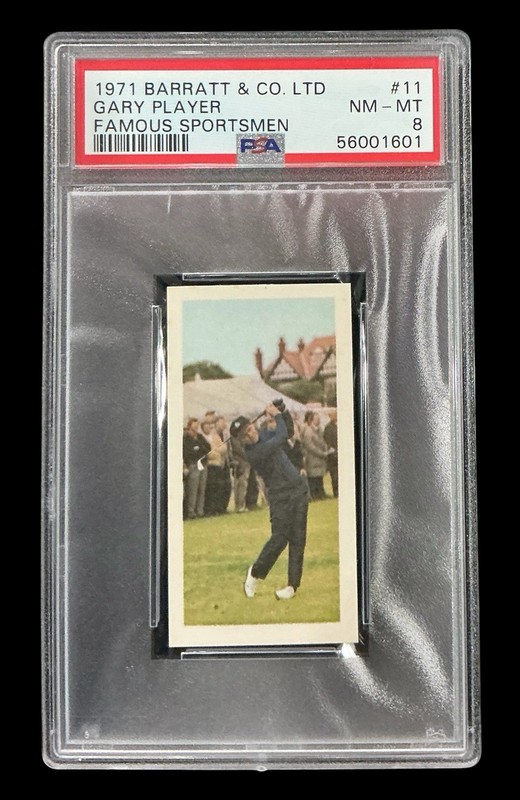 1971 barratt & co. ltd #11 gary player rc; goldflake HOF sportsmen rookie PSA 8
