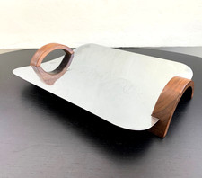 Art Deco Chrome Bread Tray Arched Wood Handle...