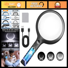30X Magnifying Glass with Light - 4.33" Handheld LED Magnifier for Seniors, Read