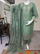 Pakistani Branded Cotton Embroidered 3piece Dress / Cotton Party Wear Dress