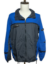 Vintage Columbia Jacket Mens Large Black Blue Packable Full Zip Windbreaker