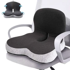 Memory Foam Seat Cushion w/Lumbar Support Pillow for Back & Sciatica Pain Relief