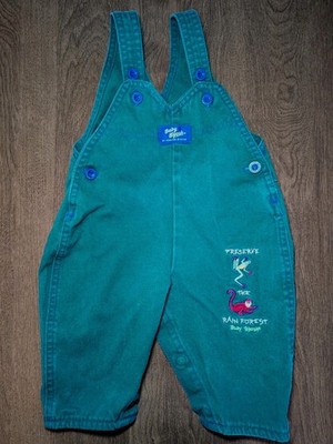BABY B'GOSH 6-9 Mos Infant Unisex Green Overalls Preserve Rain Forest Frog USA